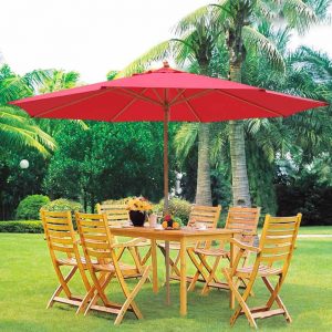 13-Feet XL Outdoor Patio Umbrella German Beech Wood Pole