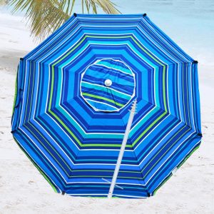 8 Foot Fiberglass Beach Umbrella For Wind