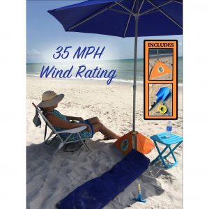 BeachBUB All-In-One 7.5 Feet Beach Umbrella For Wind