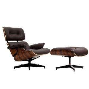 Eaze Lounge Chair in Black Leather and Palisander Wood