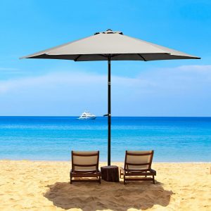 Flexzion 9 Ft Beige Aluminum Large Beach Umbrella