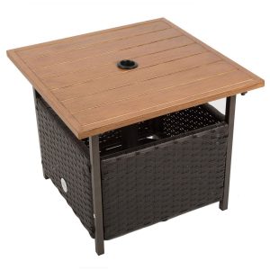 Naturefun Outdoor PE Wicker Table with Umbrella Hole