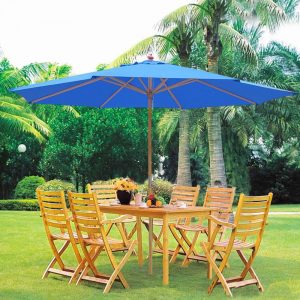 13 Foot XL Outdoor Patio Umbrella German Beech Wood Pole