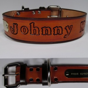 Haigler and Wallace Personalized Leather Dog Collar with Name Tag