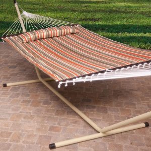 Island Bay Free Standing Hammock Sienna Stripe Quilted Hammock