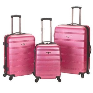 Rockland 3 Piece Melbourne Pink Luggage Set